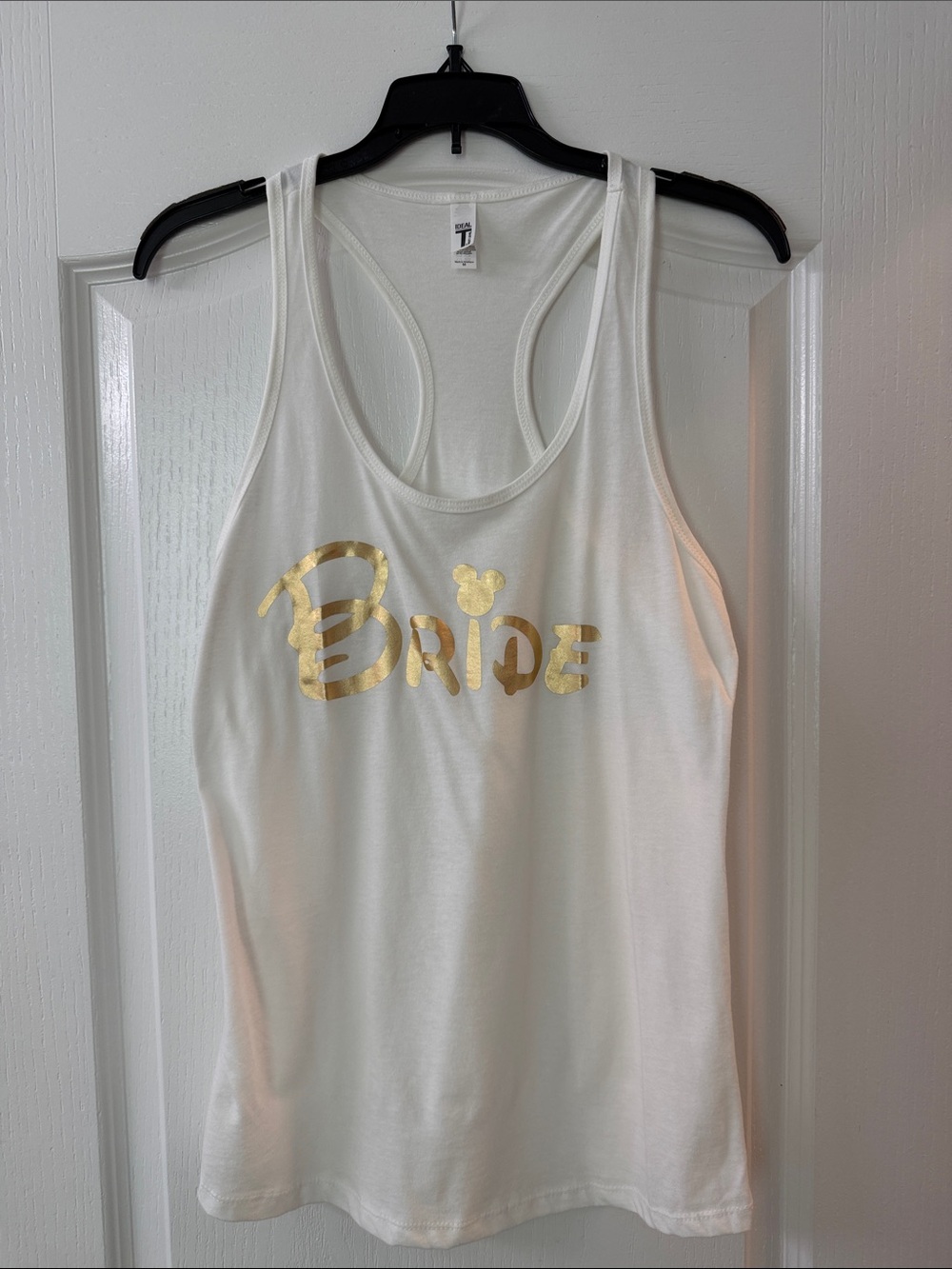 White 'Bride' Gold Foil Racerback Tank